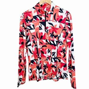 Callaway 1/4 Zip Pullover Geometric Floral Print Womens Size L Golf Tennis UPF